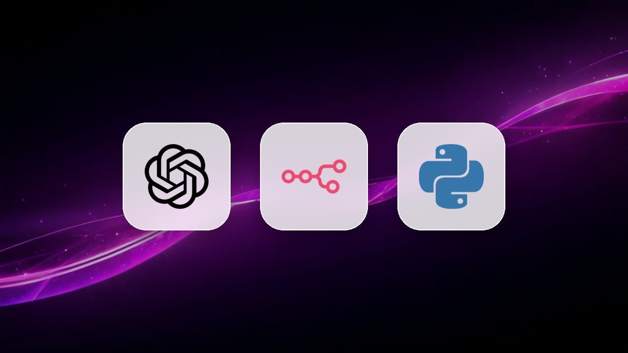 OpenAI, n8n and Python logos on frosted tiles over a violet background, representing the migration paths off OpenAI Agent Builder